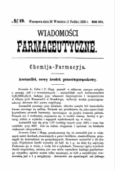 Wiadomości Farmaceutyczne R.XIII, z.19 (1866)