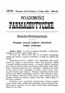 Wiadomości Farmaceutyczne R.XIII, z.21 (1866)