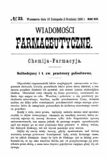 Wiadomości Farmaceutyczne R.XIII, z.23 (1886)