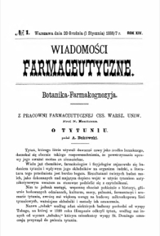 Wiadomości Farmaceutyczne R.XIV, z.1 (1887)