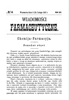 Wiadomości Farmaceutyczne R.XIV, z.4 (1887)