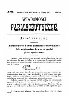 Wiadomości Farmaceutyczne R.XIV, z.9 (1887)