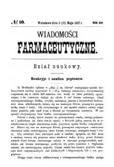 Wiadomości Farmaceutyczne R.XIV, z.10 (1887)