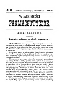 Wiadomości Farmaceutyczne R.XIV, z.11 (1887)
