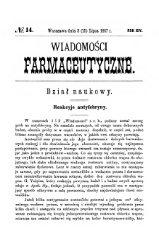 Wiadomości Farmaceutyczne R.XIV, z.14 (1887)