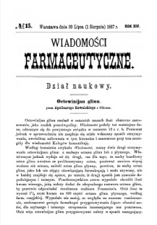 Wiadomości Farmaceutyczne R.XIV, z.15 (1887)