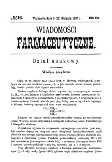 Wiadomości Farmaceutyczne R.XIV, z.16 (1887)