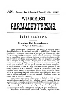 Wiadomości Farmaceutyczne R.XIV, z.17 (1887)