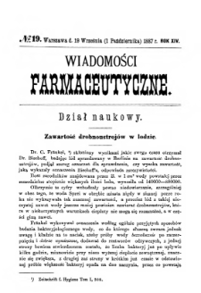 Wiadomości Farmaceutyczne R.XIV, z.19 (1887)