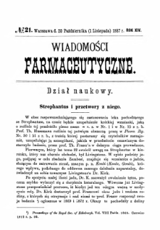 Wiadomości Farmaceutyczne R.XIV, z.21 (1887)