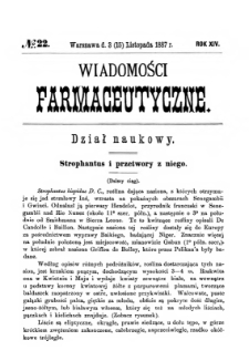 Wiadomości Farmaceutyczne R.XIV, z.22 (1887)