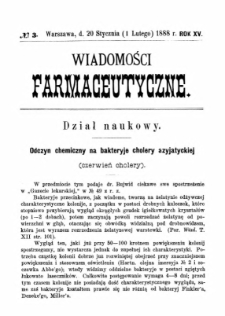 Wiadomości Farmaceutyczne R.XV, z.3 (1888)