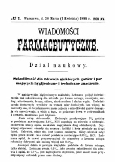 Wiadomości Farmaceutyczne R.XV, z.7 (1888)