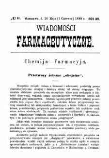 Wiadomości Farmaceutyczne R.XV, z.11 (1888)