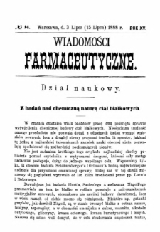 Wiadomości Farmaceutyczne R.XV, z.14 (1888)