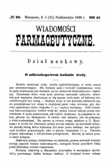 Wiadomości Farmaceutyczne R.XV, z.20 (1888)