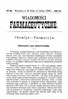Wiadomości Farmaceutyczne R.XV, z.21 (1888)