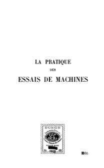 La pratique des essais de machines