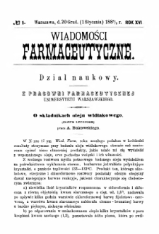Wiadomości Farmaceutyczne R.XVI, z.1 (1889)