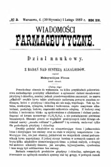 Wiadomości Farmaceutyczne R.XVI, z.3 (1889)
