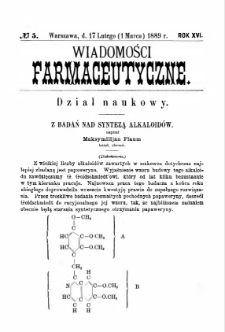 Wiadomości Farmaceutyczne R.XVI, z.5 (1889)