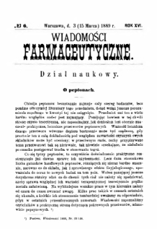 Wiadomości Farmaceutyczne R.XVI, z.6 (1889)