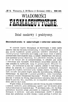 Wiadomości Farmaceutyczne R.XVI, z.7 (1889)