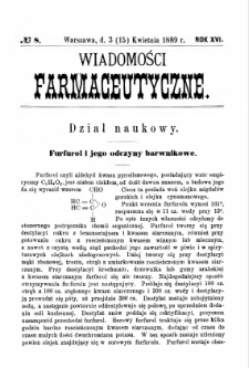 Wiadomości Farmaceutyczne R.XVI, z.8 (1889)