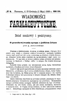 Wiadomości Farmaceutyczne R.XVI, z.9 (1889)