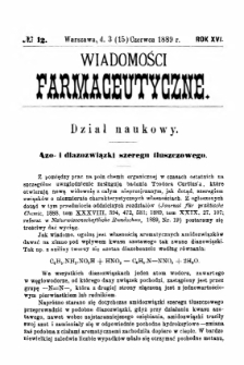Wiadomości Farmaceutyczne R.XVI, z.12 (1889)