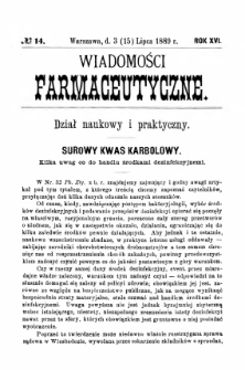 Wiadomości Farmaceutyczne R.XVI, z.14 (1889)