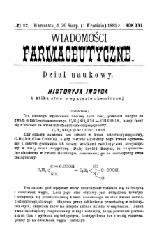 Wiadomości Farmaceutyczne R.XVI, z.17 (1889)