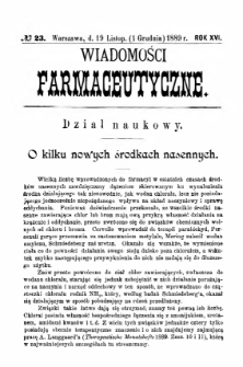 Wiadomości Farmaceutyczne R.XVi, z.23 (1889)