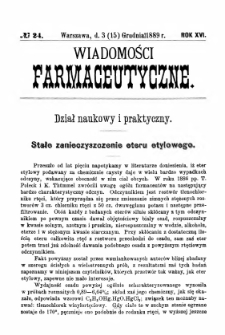 Wiadomości Farmaceutyczne R.XVi, z.24 (1889)