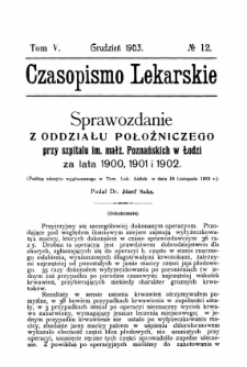 Czasopismo Lekarskie R.V, z.12 (1903)