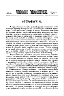 Wiadomości Farmaceutyczne R.XVII, z.12 (1890)