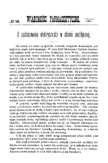 Wiadomości Farmaceutyczne R.XVII, z.13 (1890)