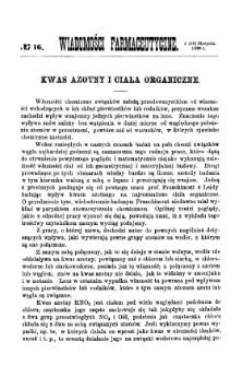 Wiadomości Farmaceutyczne R.XVII, z.16 (1890)