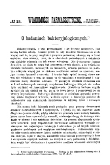 Wiadomości Farmaceutyczne R.XVII, z.23 (1890)