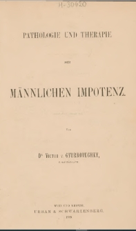 Pathologie und therapie der mannlichen impotez
