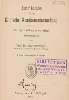 Klinischen krankenterschung fur die praktikanten der klinik