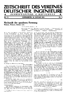 Zeitschrift des Vereines Deutscher Ingenieure R. 76, nr 3 (1932)