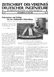 Zeitschrift des Vereines Deutscher Ingenieure R. 76, nr 21 (1932)
