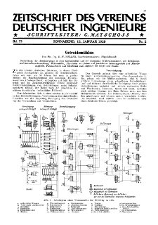 Zeitschrift des Vereines Deutscher Ingenieure R. 73, nr 2 (1929)