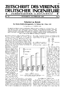 Zeitschrift des Vereines Deutscher Ingenieure R. 73, nr 8 (1929)