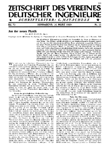 Zeitschrift des Vereines Deutscher Ingenieure R. 73, nr 11 (1929)