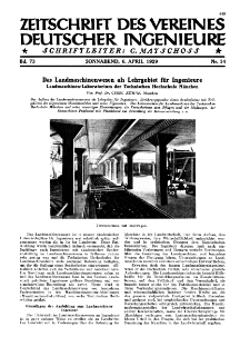 Zeitschrift des Vereines Deutscher Ingenieure R. 73, nr 14 (1929)