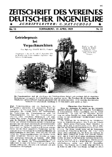Zeitschrift des Vereines Deutscher Ingenieure R. 73, nr 15 (1929)