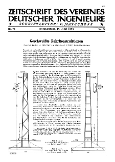 Zeitschrift des Vereines Deutscher Ingenieure R. 73, nr 24 (1929)