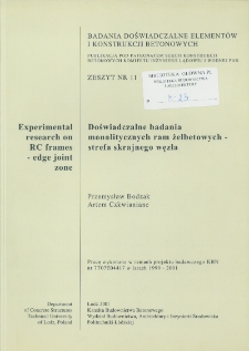Doświadczalne badania monolitycznych ram żelbetowych - strefa skrajnego węzła z. 11 (2001)